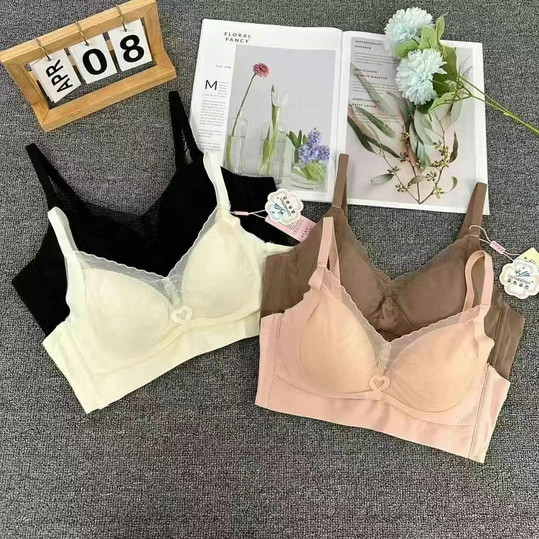 8889 nueva ropa interior de niñas simple y cómoda sin marcas de anillo de acero fijo taza transpirable reunida sujetador pieza única