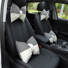 汽車頭枕護頸枕提花千鳥格印花車用舒適坐椅頸枕靠枕時尚汽車用品