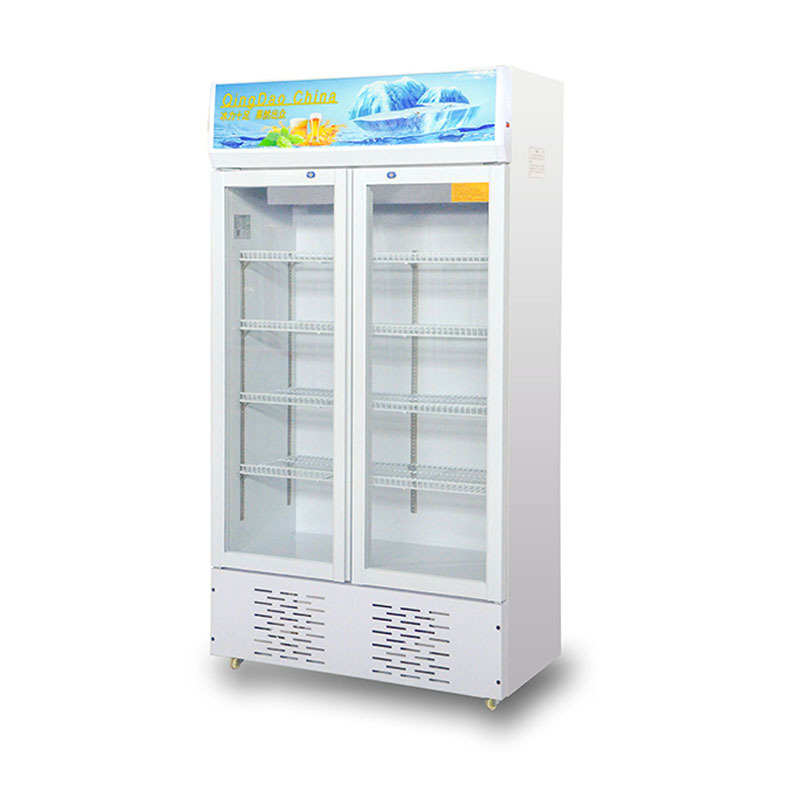 Supermercado tienda de conveniencia gran capacidad almacenamiento de almacenamiento comercial mostrador de bebidas de cerveza puerta de vidrio congelador vertical