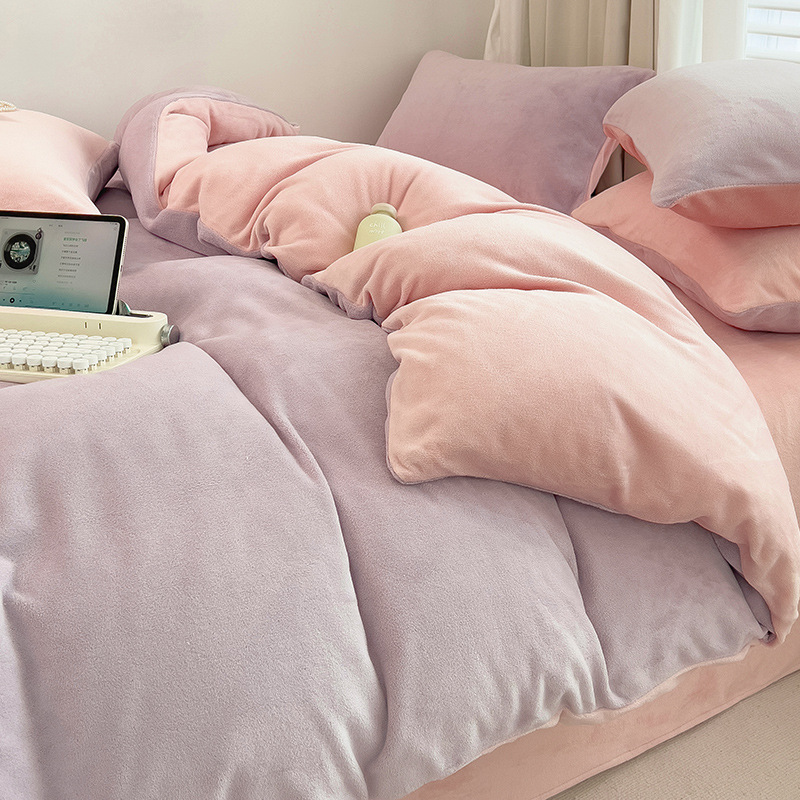 Glutinous purple + light pink [high weight milk velvet double warm]]