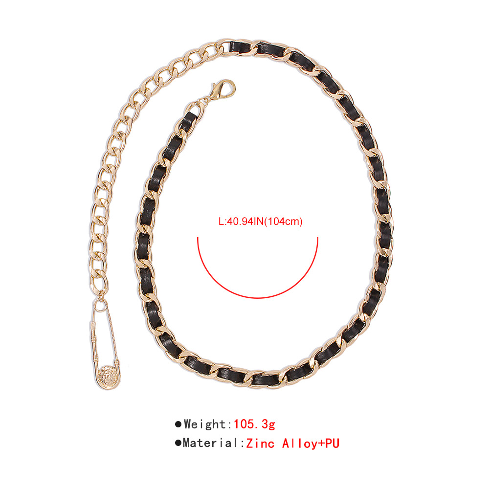 Fashion Simple Chain Pu Woven Waist Chain display picture 3