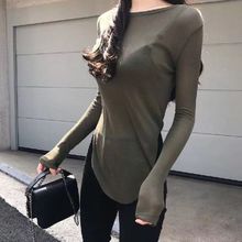 2025新款百搭韩版女士性感微透小蛮腰衬肤修身长袖T恤打底衫女装