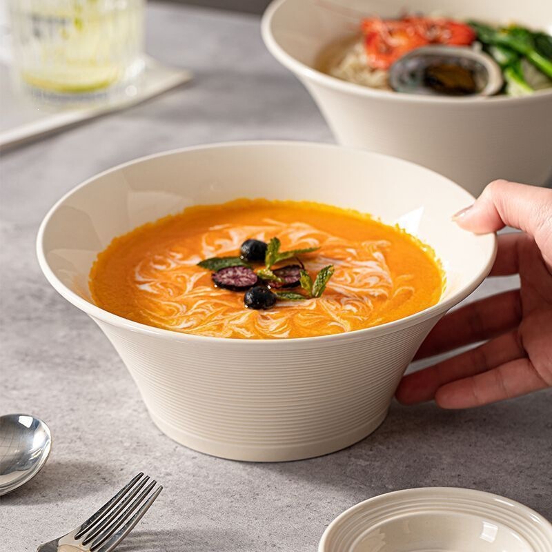 Large household soup bowl with large capacity, 8inch ins-style high aesthetic value soup basin for eating noodles and serving soup