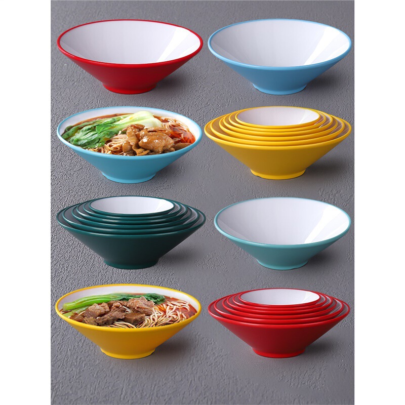 melamine bowl chinese noodle restaurant ramen bowl nordic tableware commercial malatang bowl large two-color snail powder bowl