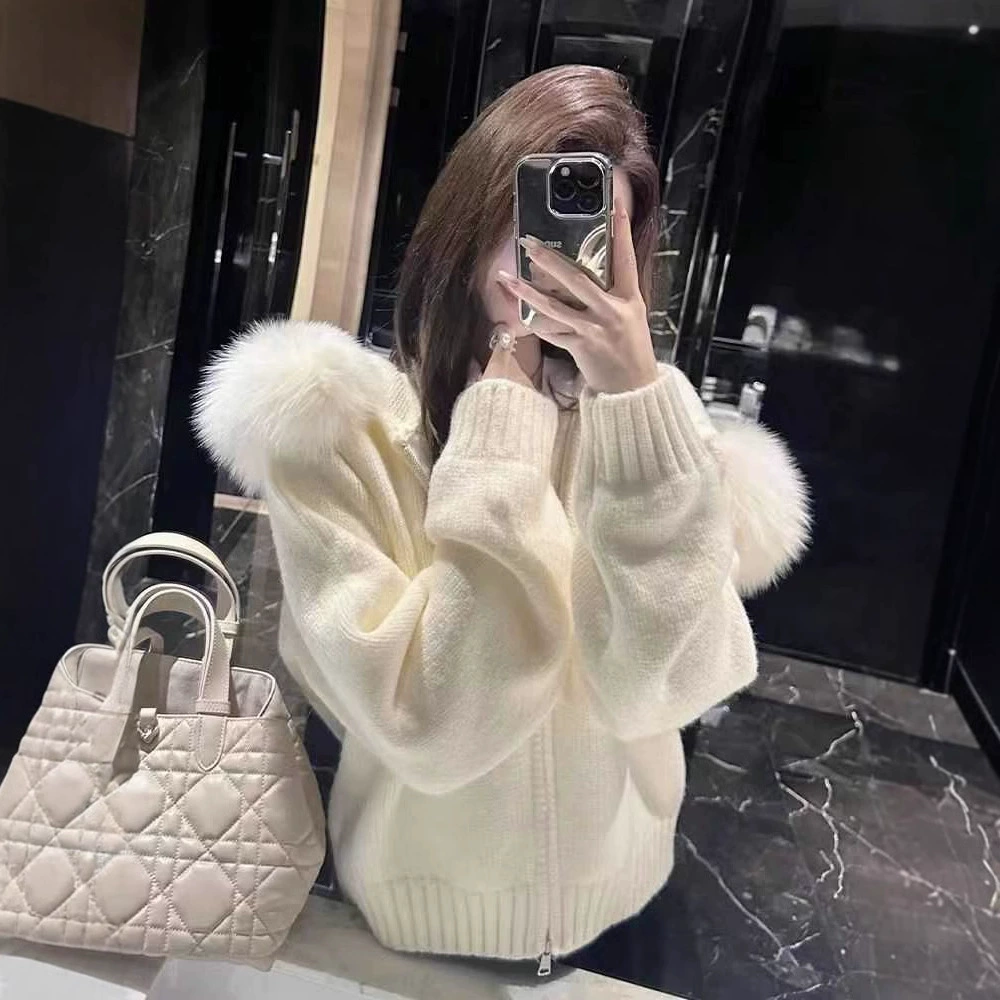 Атмосфера ленивый ветер большой меховый воротник с капюшоном