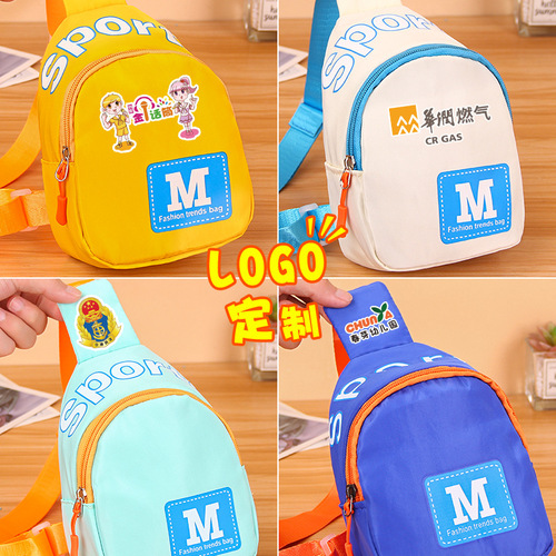 Contrast color children's bag summer new Korean style M letter chest bag girls crossbody bag custom printed logo shoulder bag