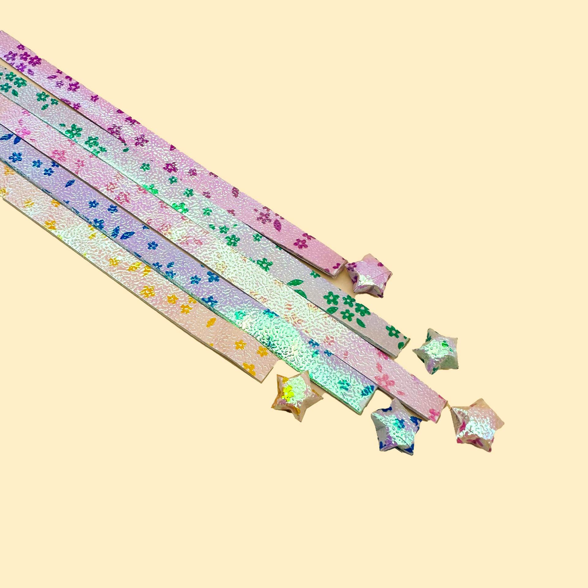 厂家批发珠光星条折纸 许愿星折纸 折星星的纸 幸运星星纸单条装