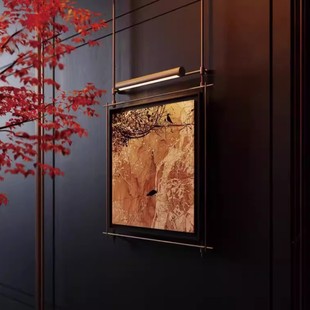 New Chinese-Style Minimalist Lighting Painting for Bedroom Wall Hanging, Entrance Door Wall Painting, Three-Dimensional Chinese-Style Mural with Light Luxury Texture