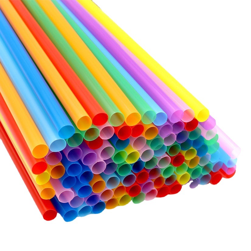 Transfronterizo en stock 6mm color paja recta plana paja de plástico desechable PP niños hechos a mano DIY lavanda