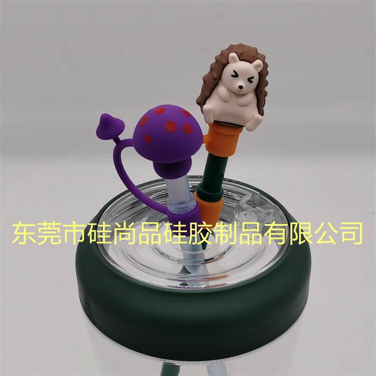 Adecuado para Stanley9-10MM de dibujos animados de silicona paja enchufe paja manga a prueba de polvo de silicona paja tapa cubierta Accesorios