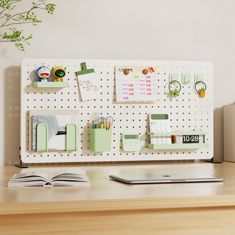 Perforated Board Desktop Home Study Table Desk Dormitory Vertical Storage Partition Punch-free Table Accessories Storage Rack