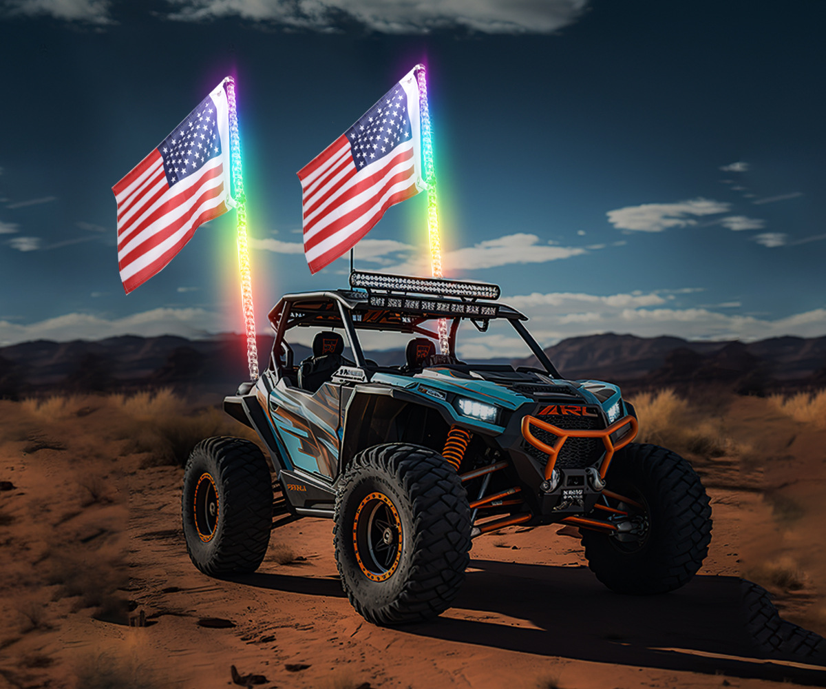Off-Road Vehicle Atv Led Flagpole Light Rear Trunk Warning Light Car Spiral Running Light Decorative Light Suv Antenna Light
