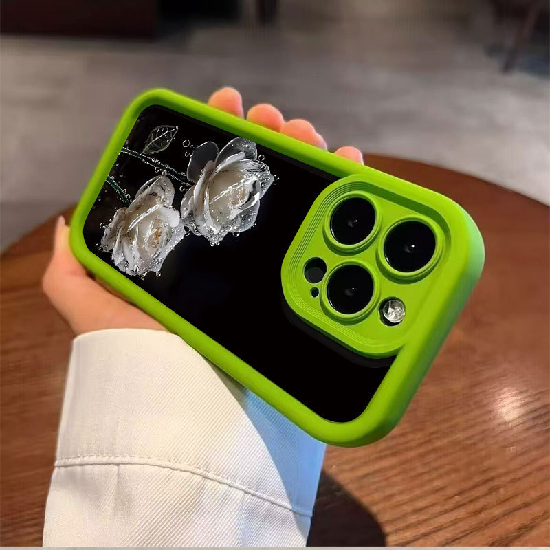 水晶玫瑰适用苹果15pro跨境16promax手机壳iphone17小众14全包13|undefined