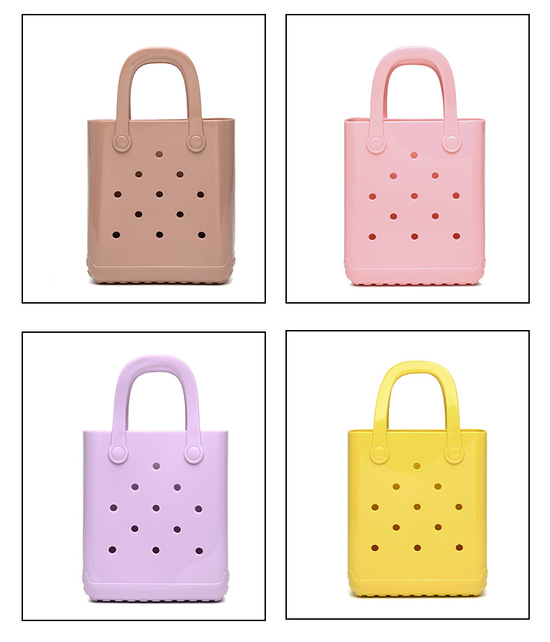 Medium Size Women's Medium PVC Solid Color Streetwear Hollow Square Open Handbag