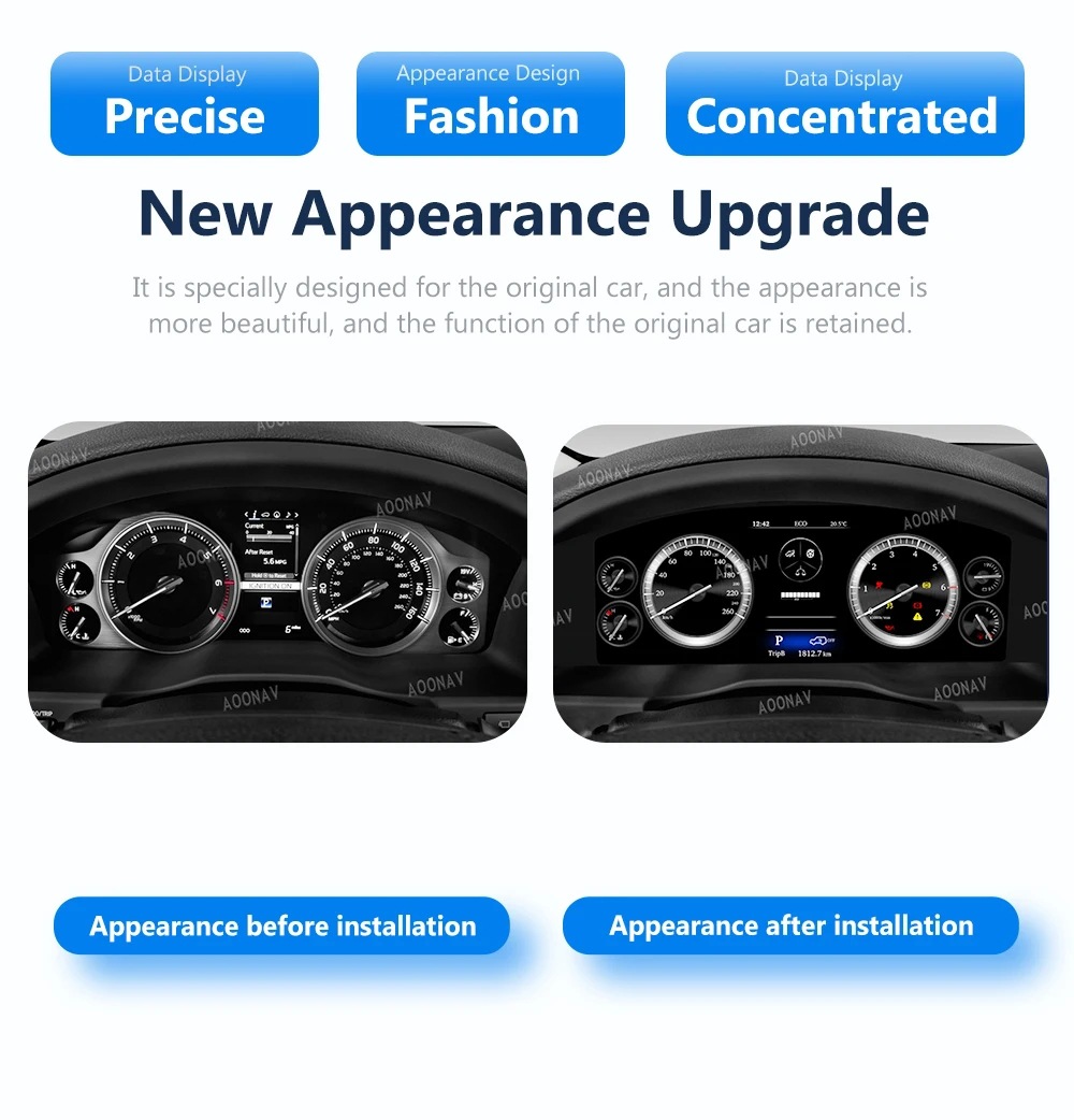 Suitable for Toyota 08-21 Cruiser Instrument Panel Lcd High-Definition Display Cockpit Speed Digital Instrument