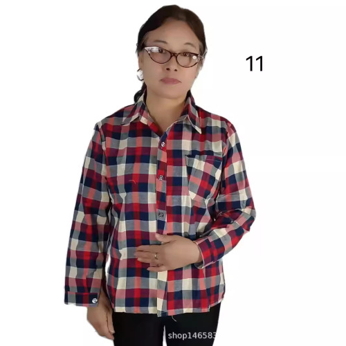 Women's Spring and Autumn Striped Thin Pocket Casual Open Top for Middle-Aged Adults, Construction Site Wear, Middle-Aged Adults' Stalls Goods