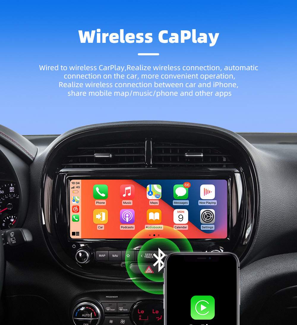 CarPlay adapter for in-car use: instantly converts wired connections to wireless, enabling seamless connectivity between your car and your device, with lossless installation