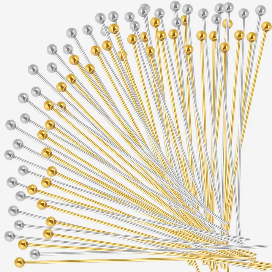 【不水镀】九字针球针diy手工饰品配件镀18k金手工串珠连接针配件