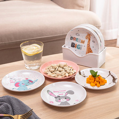 KTV Small Plates 9-Pack for Home Use, Mimic Porcelain Bone-Eating Plates, Creative Round Picnic Bone Plates, Snack Plates