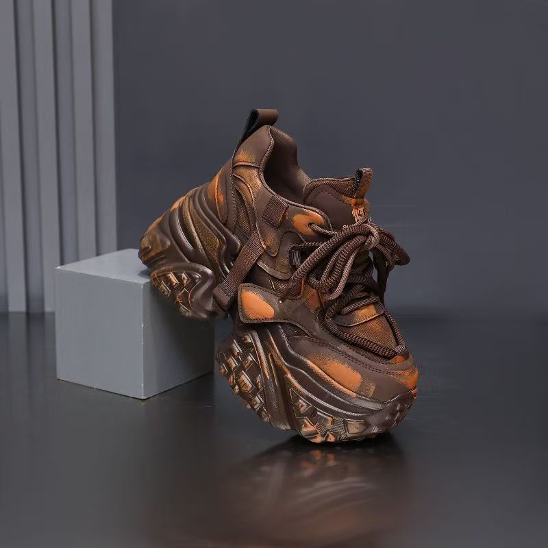 Women's Height-Increasing Thick-Soled Dad 2026 Spring/Summer New Gradient Color Vintage Style High-End Sports Casual_vogvips.com
