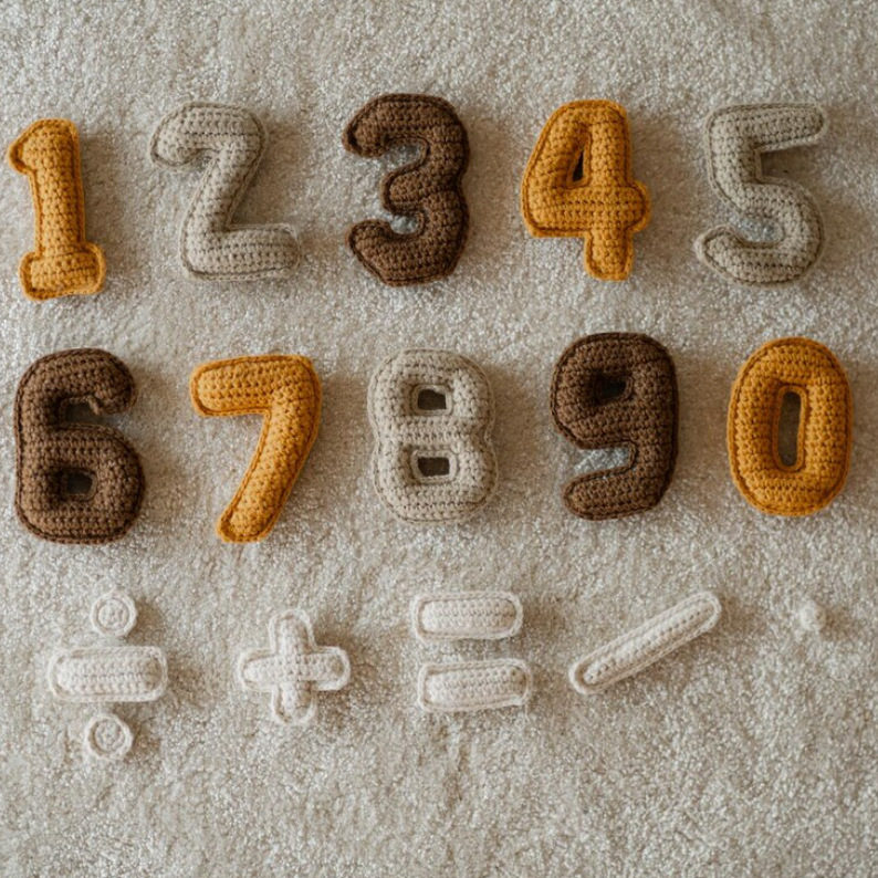 Crochet combinado patrón letras y números patrón conjunto juguetes accesorios de crochet infantil ayuda de enseñanza