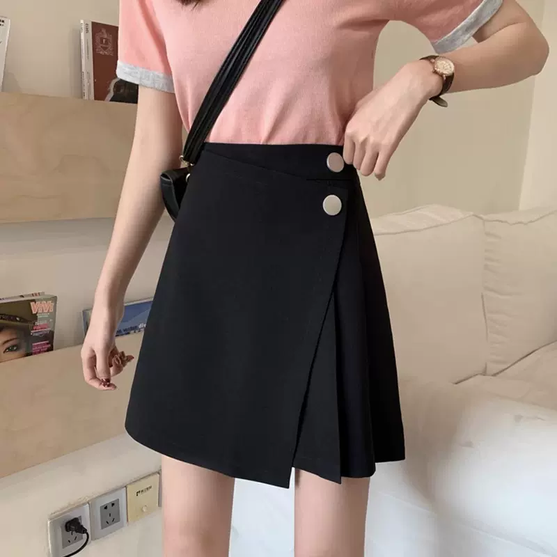 黑色半身裙女夏季薄款2024春新款高腰遮跨a字裙短裙大码西装裙秋