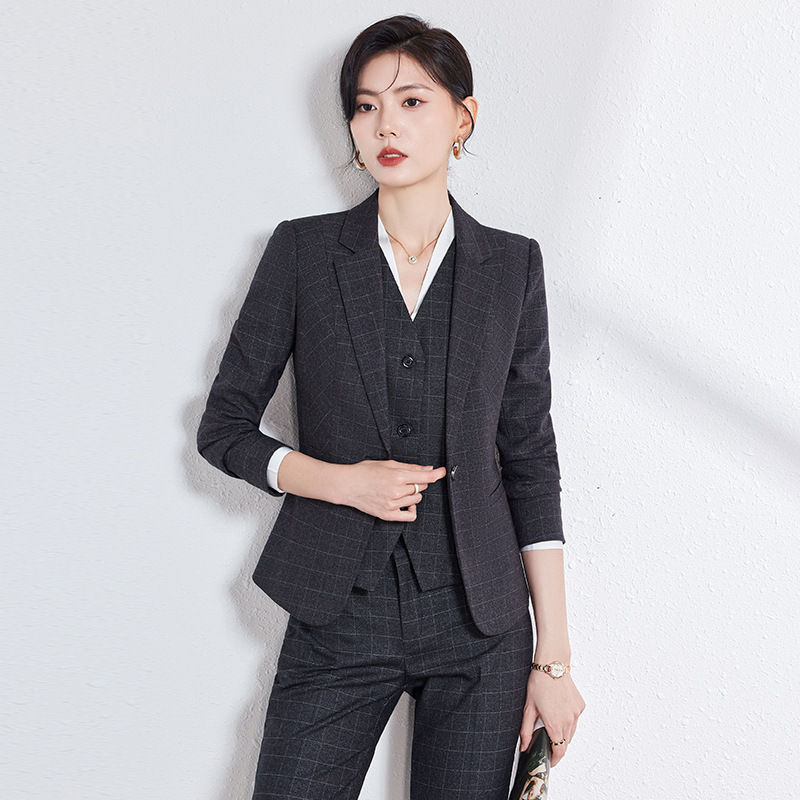 고급 블루 전문 세트 세트 여성 가을 및 겨울 호텔 관리자 공식 착용 컨설턴트 영업 부서 작업복