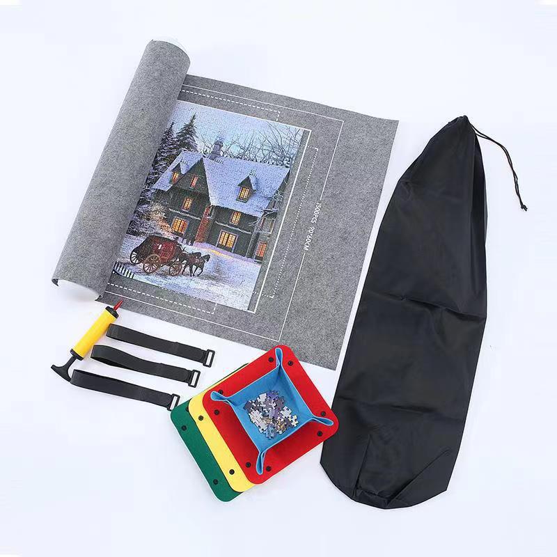 En stock rompecabezas manta de almacenamiento estera 26x46 pulgadas Comercio exterior 1000 2000 fieltro gris rompecabezas estera Manta