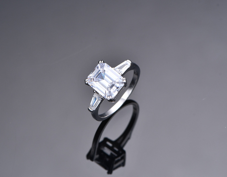 Fashion Simple Style Geometric Sterling Silver Inlay Artificial Gemstones Rings