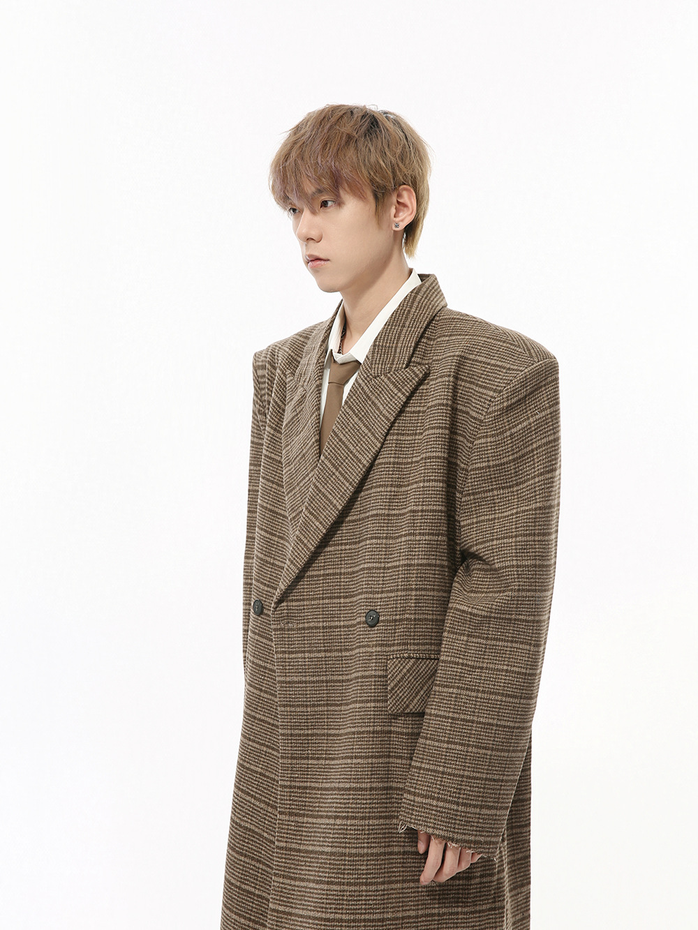 MTLCLOTHES Hombres| Nuevos productos de otoño de moda estricto suelto de lana almohadilla de hombro abrigo largo de alta calidad