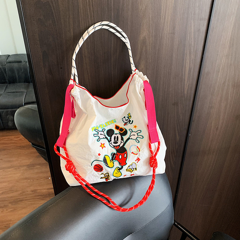 Women's Single-Shoulder Bag, Large Capacity Nylon Waterproof Tote Bag, Shopping Handbag, Factory-Made Embroidered Design, National Style