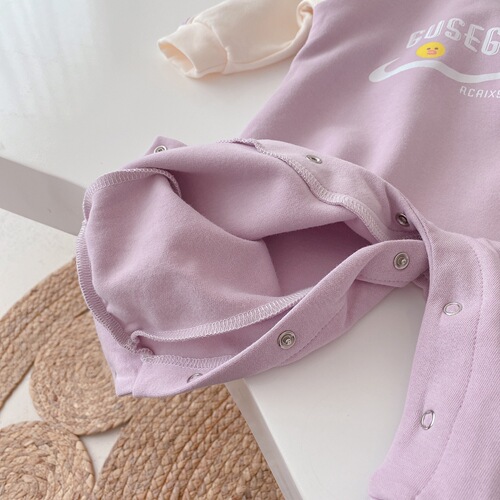 Baby contrasting color jumpsuit 0-2 years old spring clothing baby girl duck letter print crawl suit newborn clothes ML365