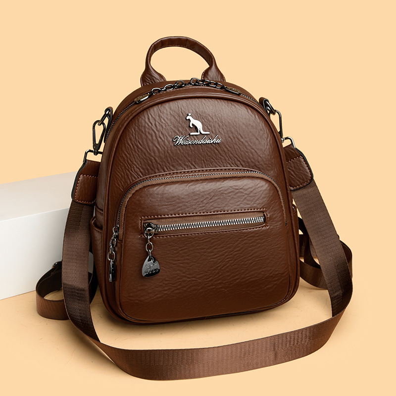 Mochila de alta textura para mujeres nueva moda transfronteriza multicolor mochila de cuero suave multifuncional mochila de viaje
