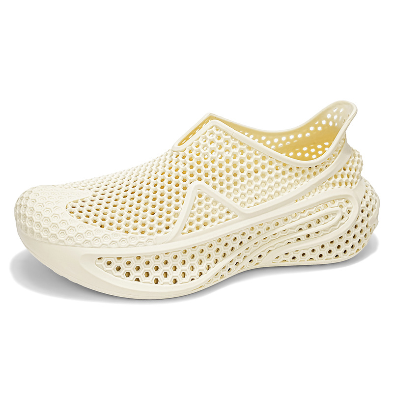 Impresión 3D agujero zapatos pareja 2026 nuevo verano transpirable desgaste de fondo grueso pedazo sensación sandálias de playa para nadar