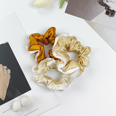 跨境外貿法式ins風真絲髮圈撞色19姆米100%重磅桑蠶絲綢髮飾頭花