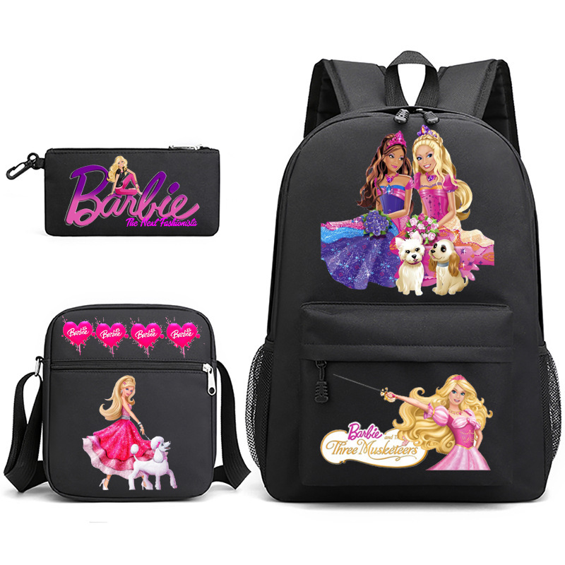 Cross-border 2023 new barbie Princess schoolbag barbie girls' three-piece backpack Cross-border 2023 new barbie Princess schoolbag barbie girls' three-piece backpack