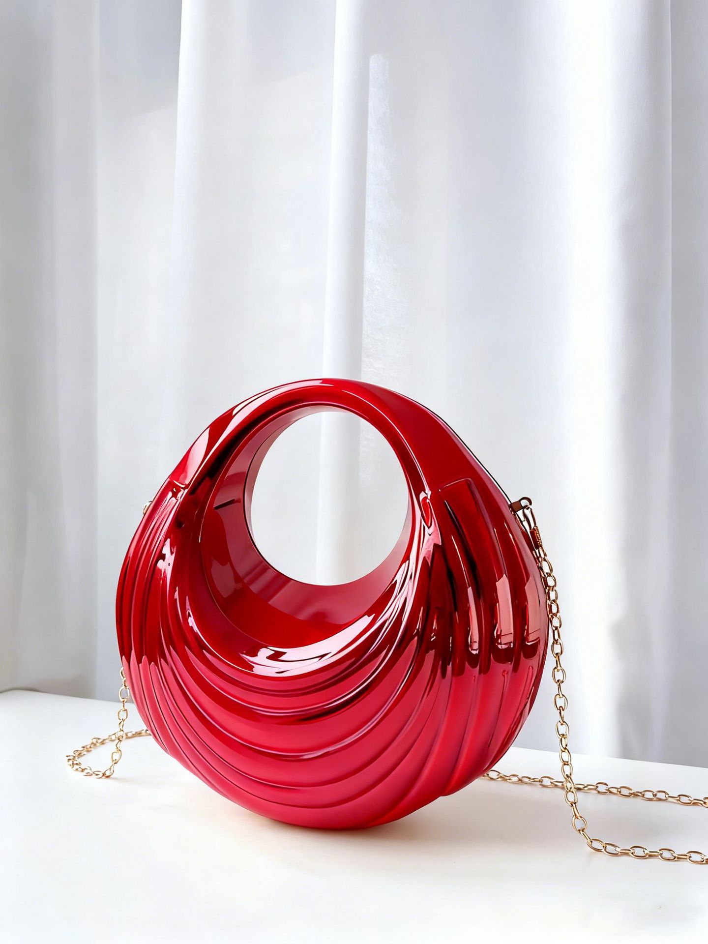 Bolsa de cena acrílica de lujo de damas transfronterizas de moda europea y americana cadena de personalidad vórtice textura brillante mano ropa de noche