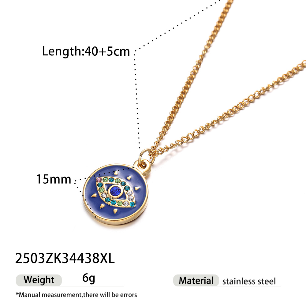 Taena collar de acero inoxidable europeo y americano apilado con un sentido de alta calidad, ojo de diablo, cadena de clavícula de acero de titanio de lujo ligero, joyería transfronteriza para mujer