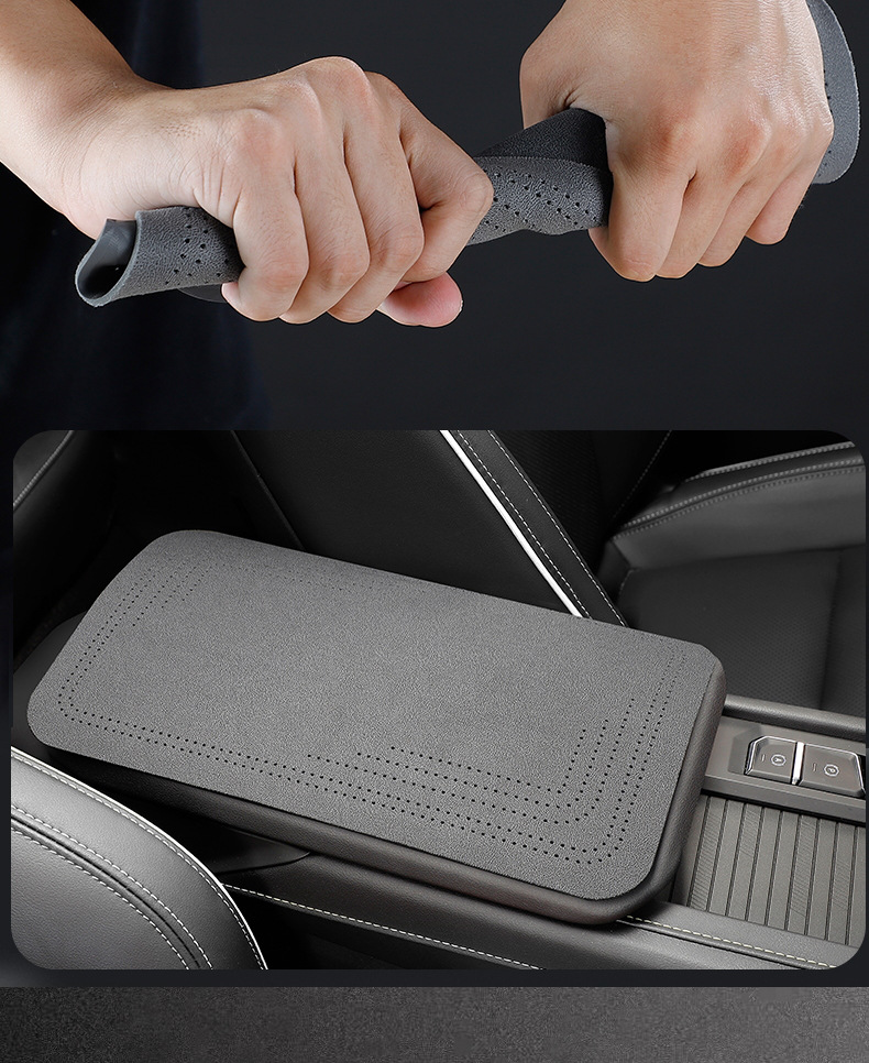 Car Suede Armrest Box Pad Car Non-slip Four Seasons Universal Folding Light Luxury High-end Central Armrest Box Pad