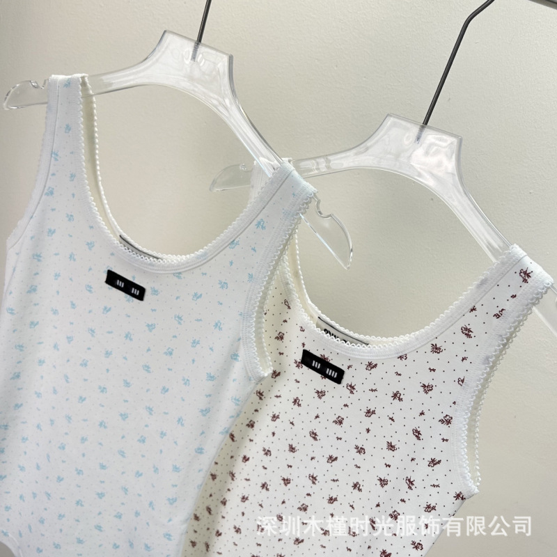 In-Stock Seamless Dropshipping, Top-Notch Quality~26 Spring/Summer mm Round-Neck Lace Hollow-Out Design Sleeveless Floral Vest