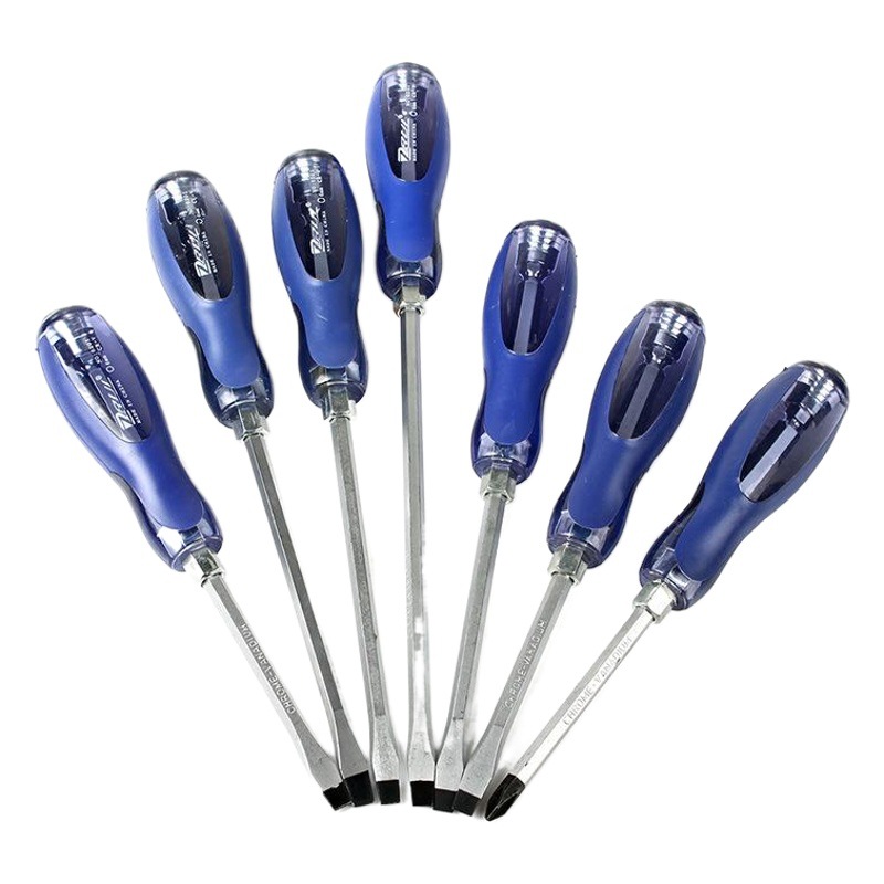 Destornillador recubierto de plástico transparente de dos colores destornillador de reparación industrial de flor de ciruelo en forma de cruz para el hogar