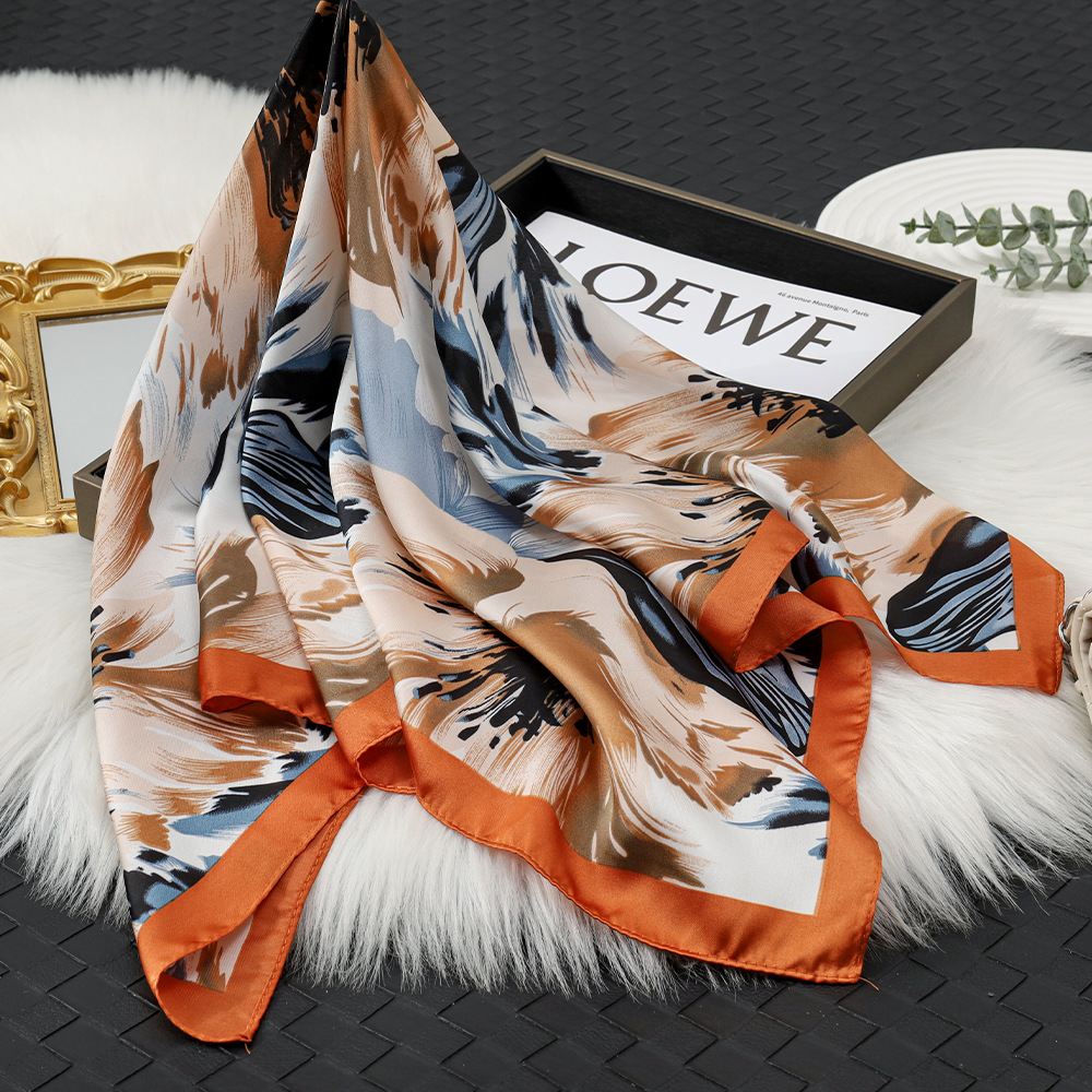 Elegante estilo floral nacional 70 bufandas de seda imitadas nicho de moda no golpear bolsas de dama bufandas cuadradas para proteger el cuello