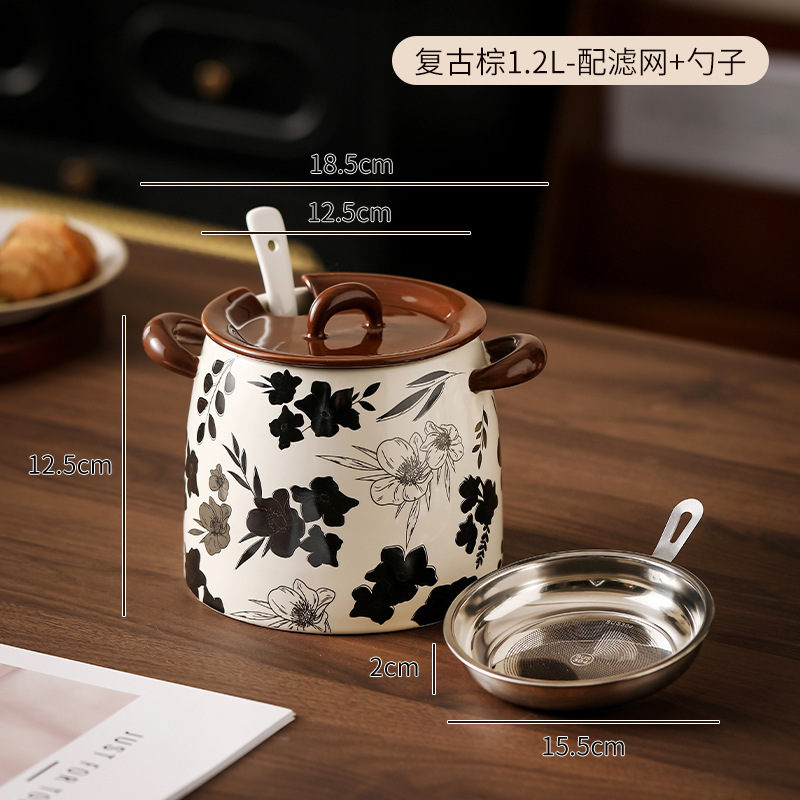 ラード缶セラミック下絵色家庭用大型高温耐性調味料ボックス調味料缶ボトルキッチンラー油肉油缶|undefined