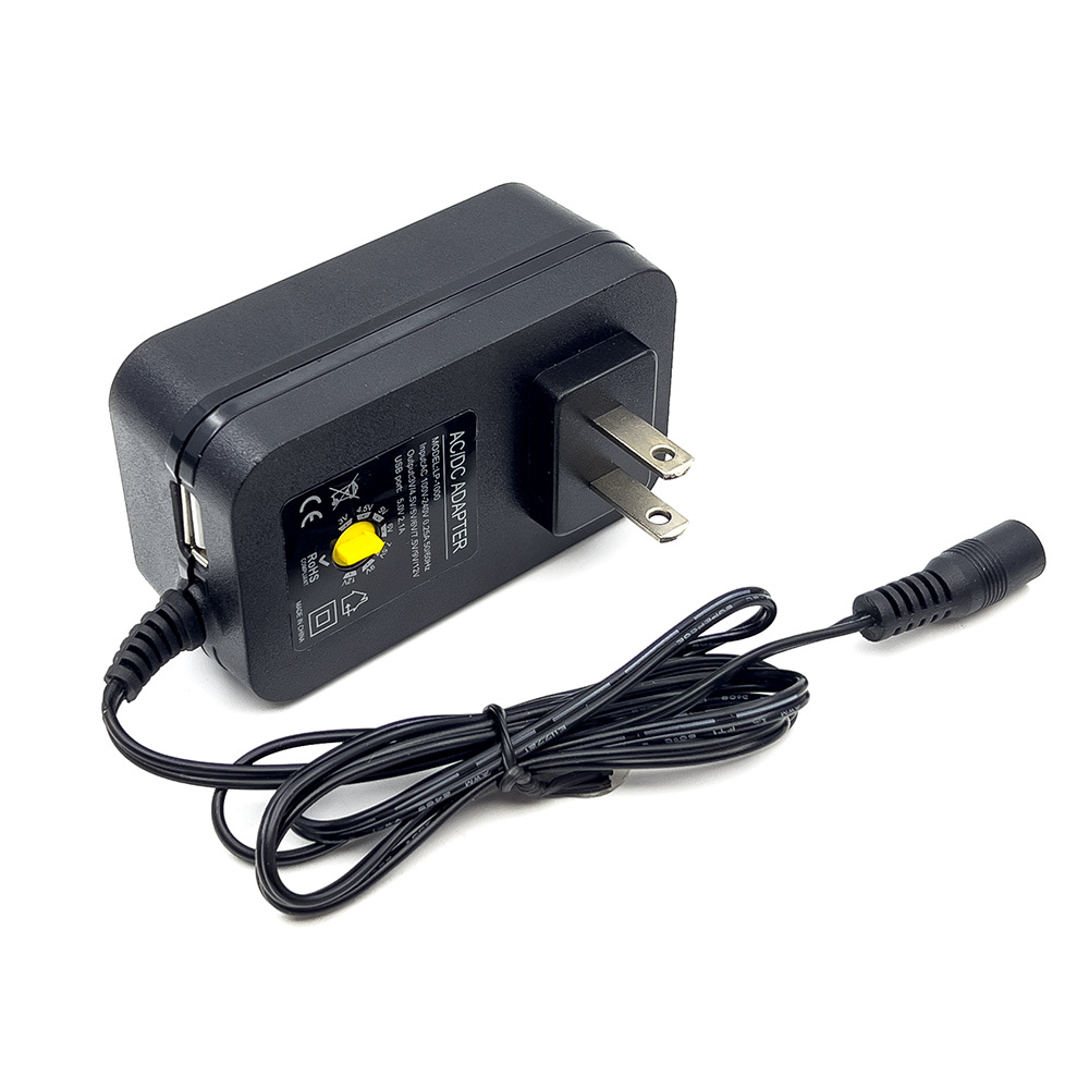 Fuente de alimentación ajustable multifunción 3 - 12V Fuente de alimentación ajustable 36W con puerto USB Función de carga 5V 3 - 12V