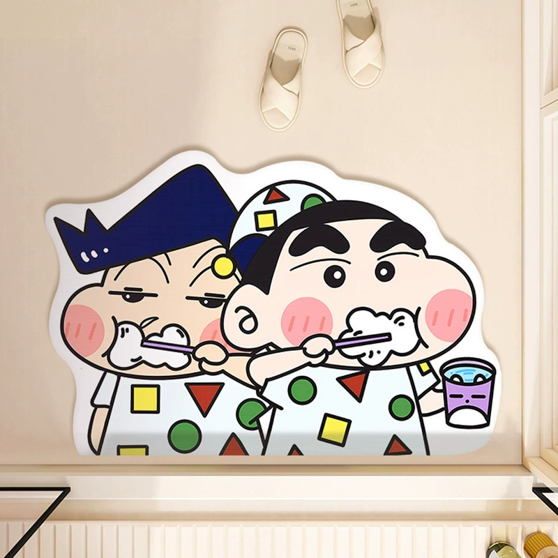 Милый мультяшный напольный коврик Crayon Shin-chan, водопоглощающий, быстросохнущий, нескользящий напольный коврик для ванной комнаты, мягкий коврик из диатомовой грязи для двери ванной комнаты
