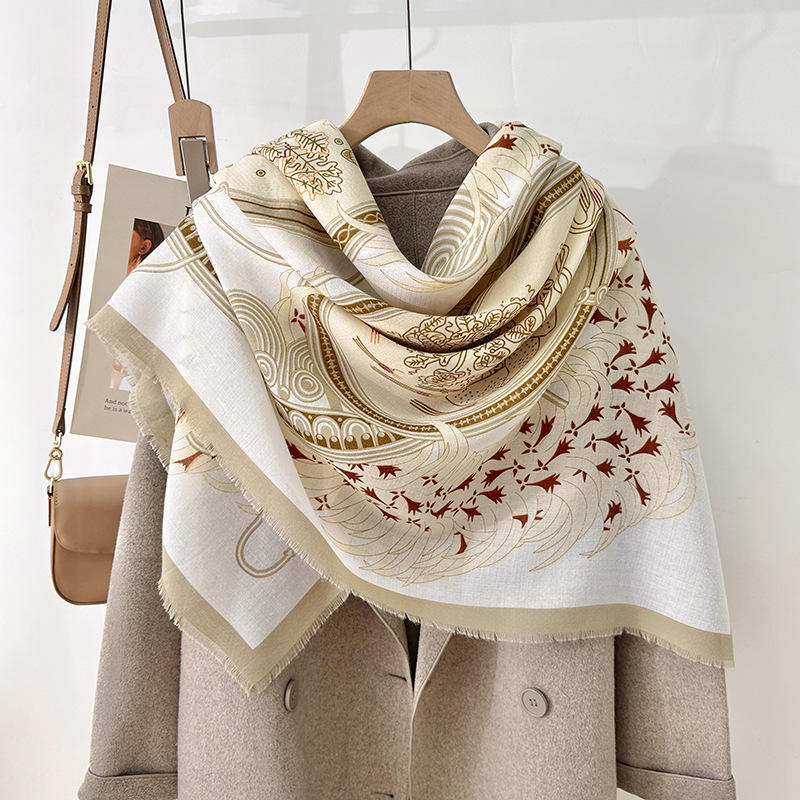 2025 Primavera Nuevo Clásico Bufanda Cuadrada Grande de Cuadros de Parches Moda Decorativa Versátil Protección Solar Impresa Chal Bufanda para Mujeres.