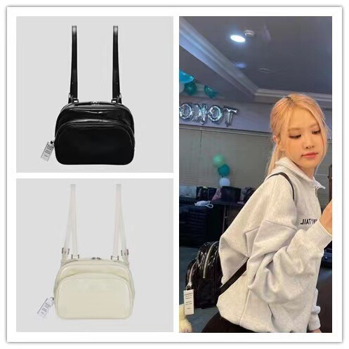 JENNIE same style bag for women spring  new cute and playful solid color versatile casual black backpack
