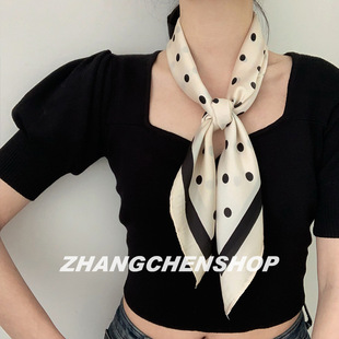 70 square scarf ins polka dot hairband women spring and summer decoration small scarf versatile scarf professional hairband tying collar