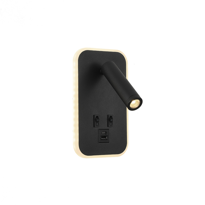 Luz de pared transfronteriza LED lámpara de pared minimalista con interruptor dormitorio cabezal de cama luz de lectura USBAC lámpara de pared recargable