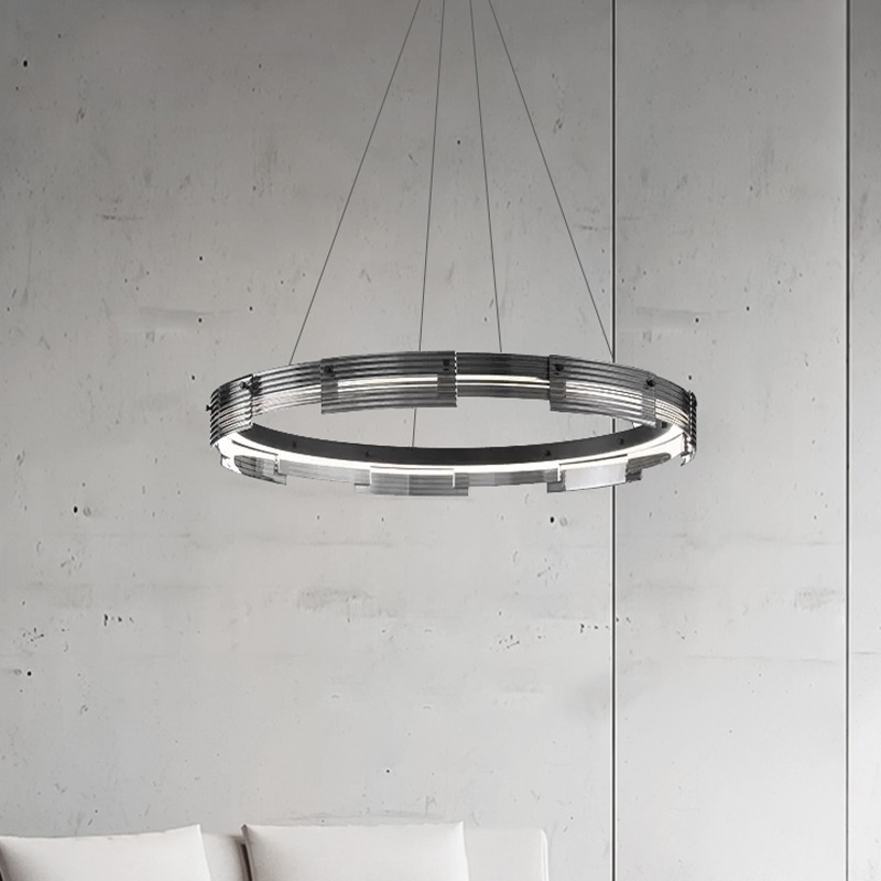 2024 nuevo estilo italiano lámpara de sala de estar luminosa luminaria de dormitorio creativa simple anillo dorado lámpara de comedor